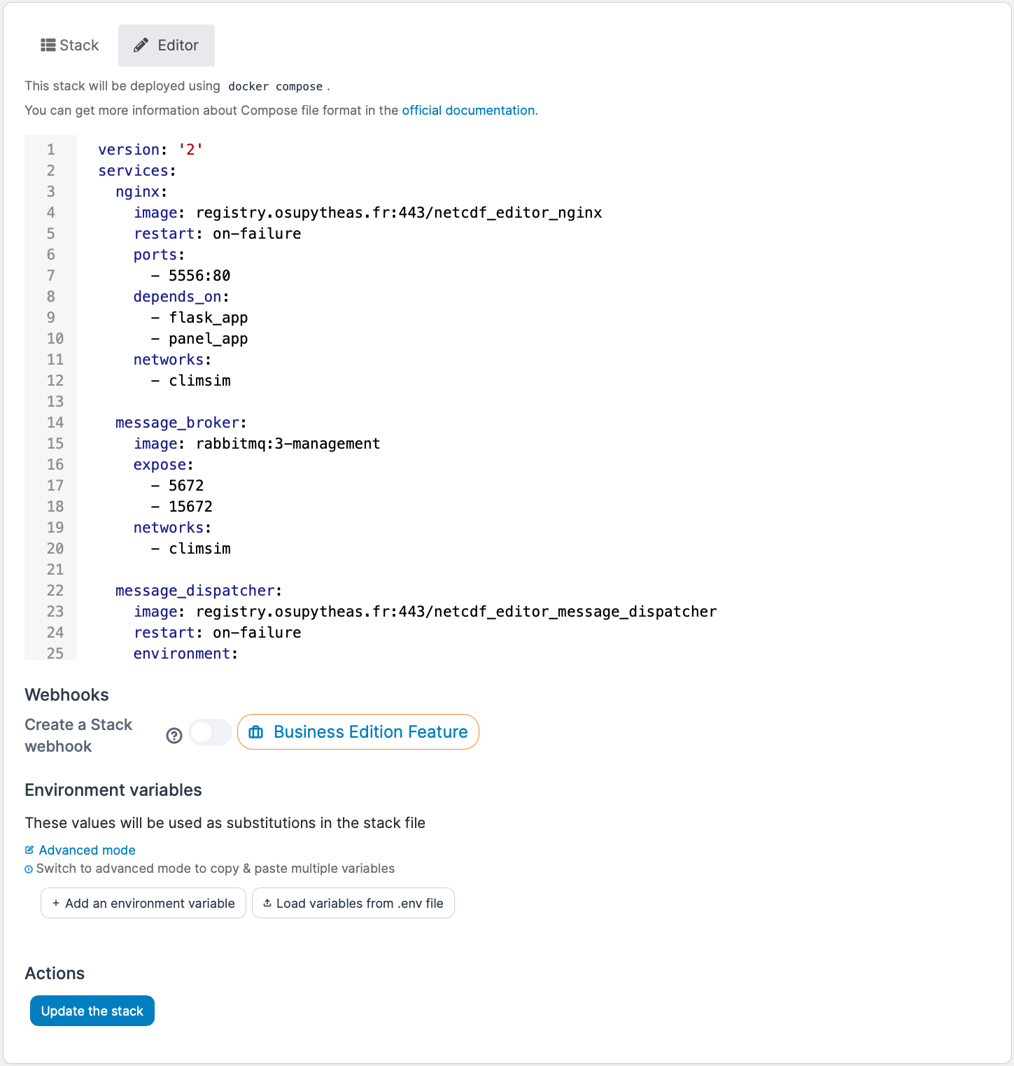 Portainer Update Stack